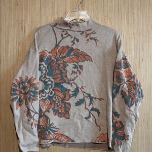 Fate Beige and Rust Floral Turtleneck Sweater
